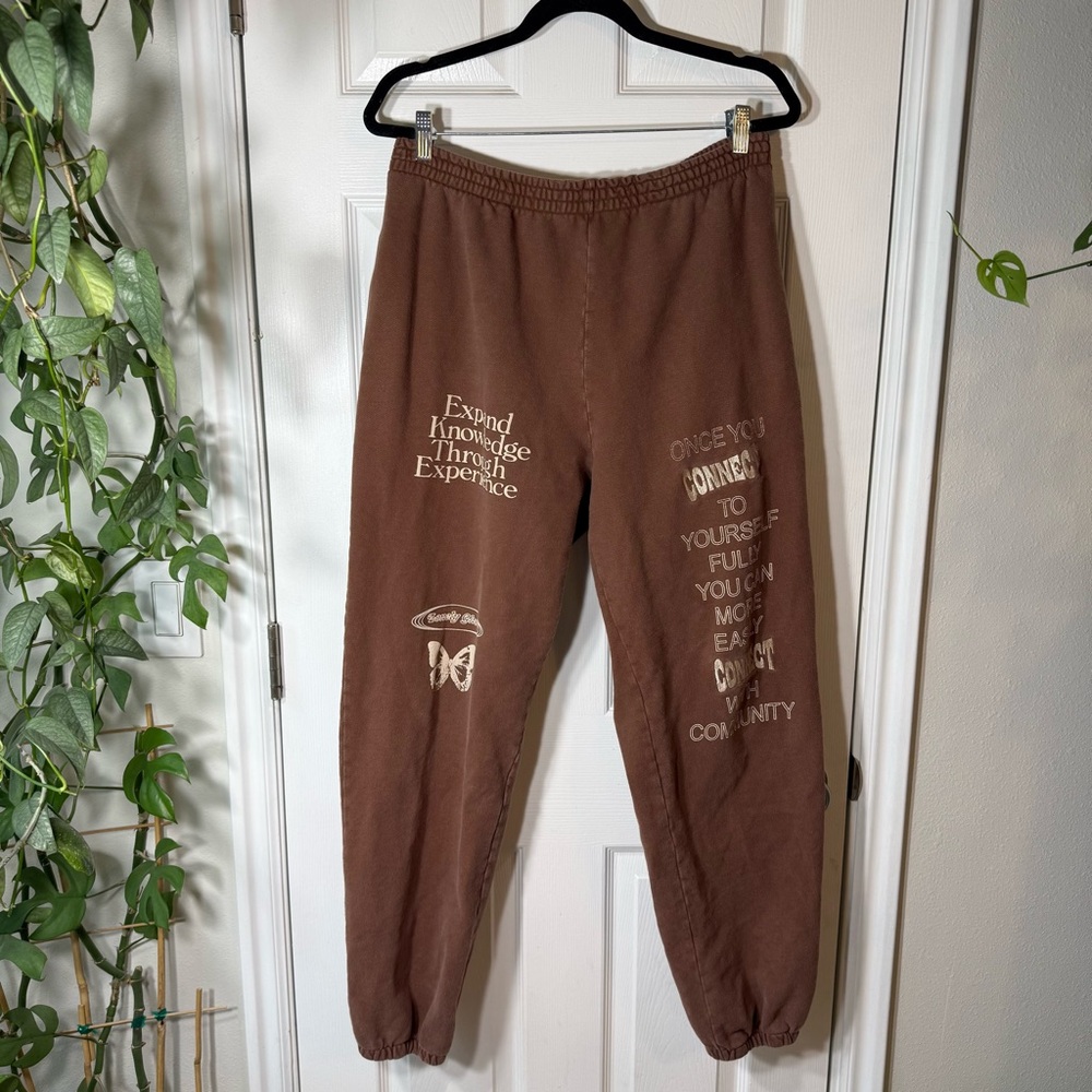 Lonely Ghost Brown Unisex Joggers with Inspirational Print